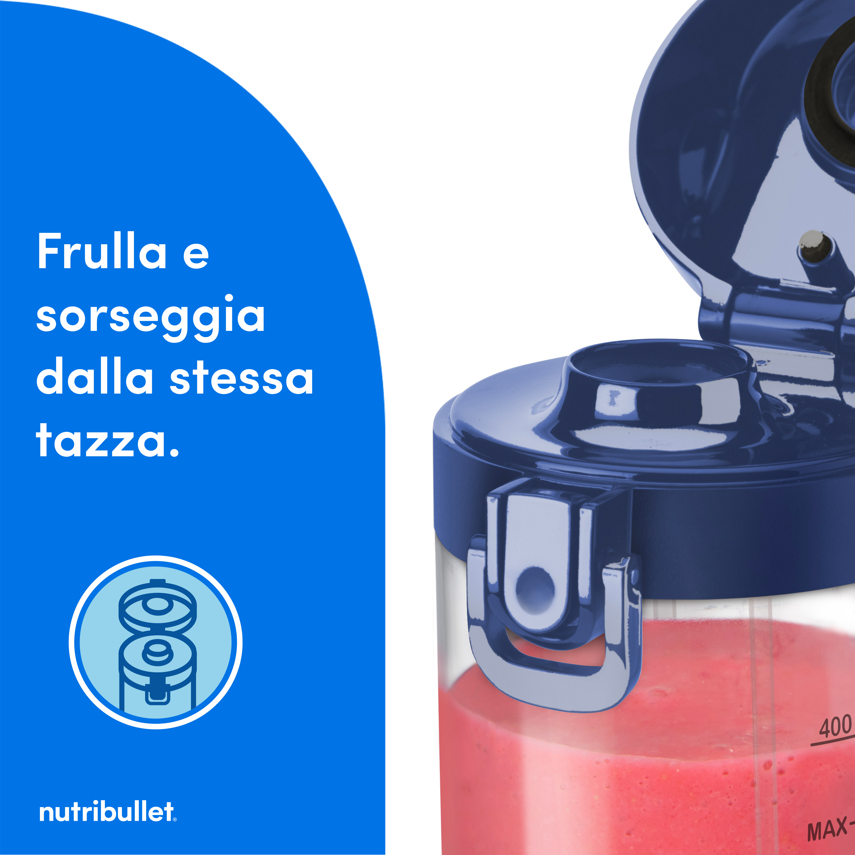 NutriBullet Portable 0,475 L Frullatore per sportivi Blu, Blu marino