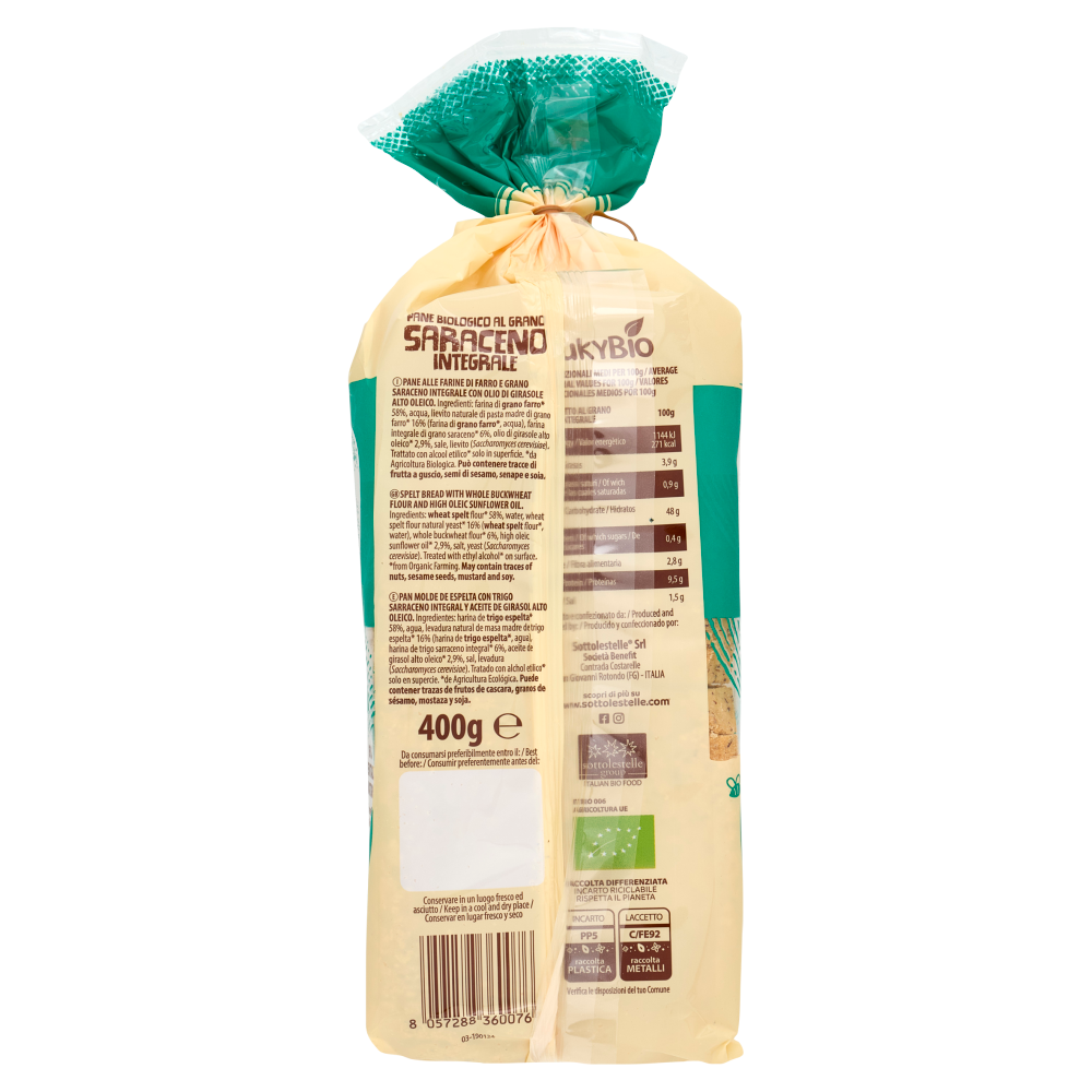 YukyBio A Pasta Madre Pane Biologico al Grano Saraceno Integrale 400 g