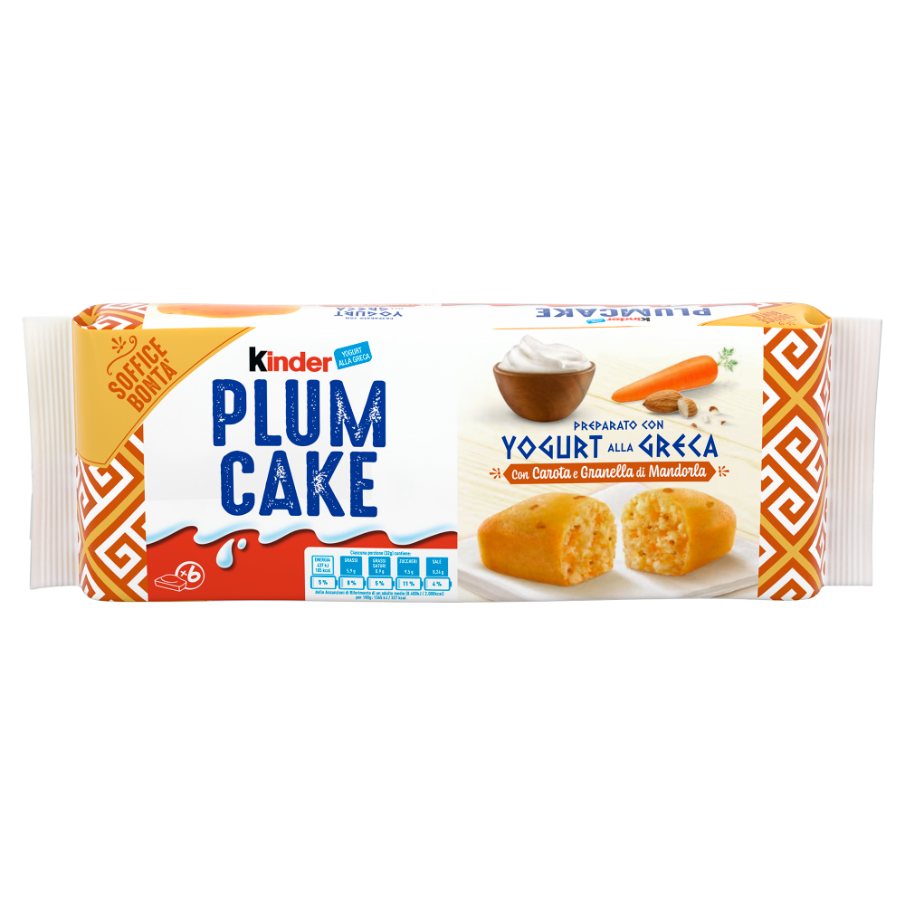 Kinder Plumcake merenda con Carota e Granella di Mandorla 6 pezzi 192g