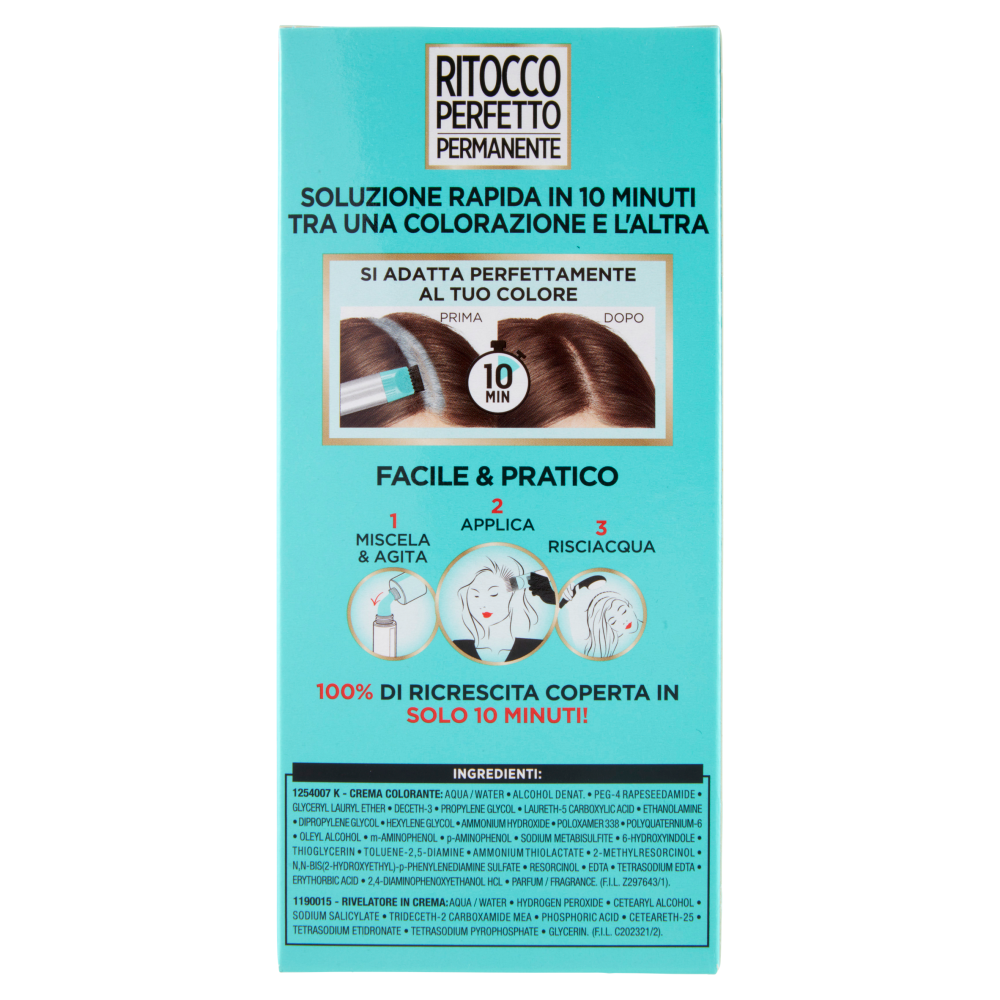 L'Or&eacute;al Paris Colorazione Ritocco Perfetto Permanente, 100% Copertura Ricrescita, Castano