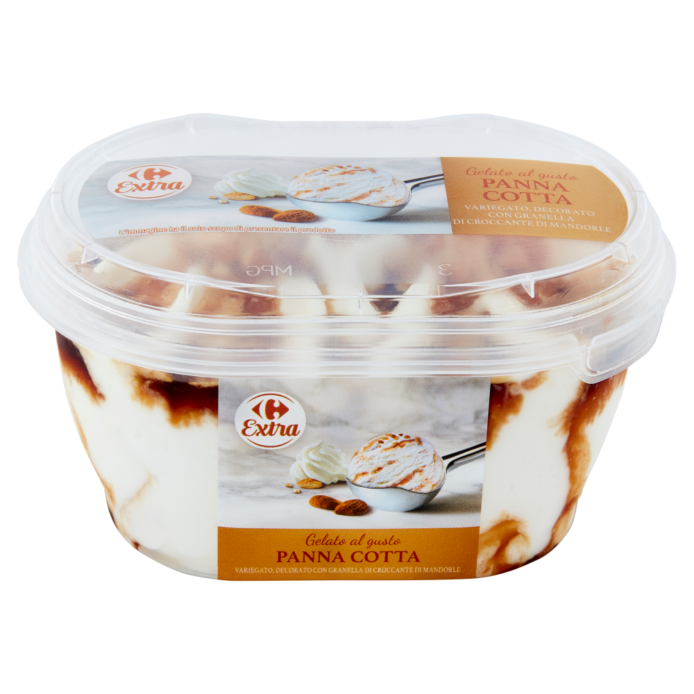 Carrefour Extra Gelato al gusto Panna Cotta Variegato, con Granella di Croccante di Mandorle 200 g