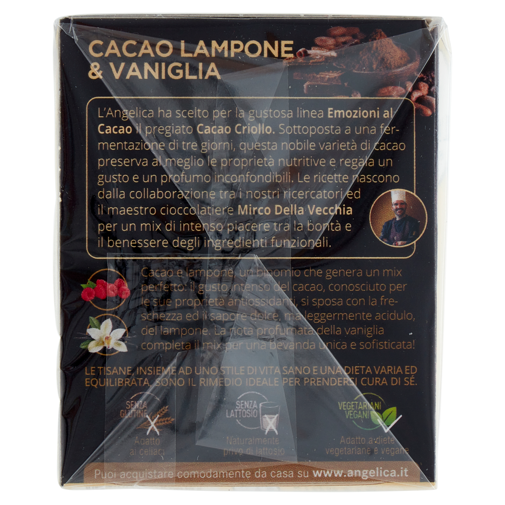 L'Angelica Le Tisane Emozioni al Cacao Cacao Lampone & Vaniglia Antiox 15 Filtri 24,75 g