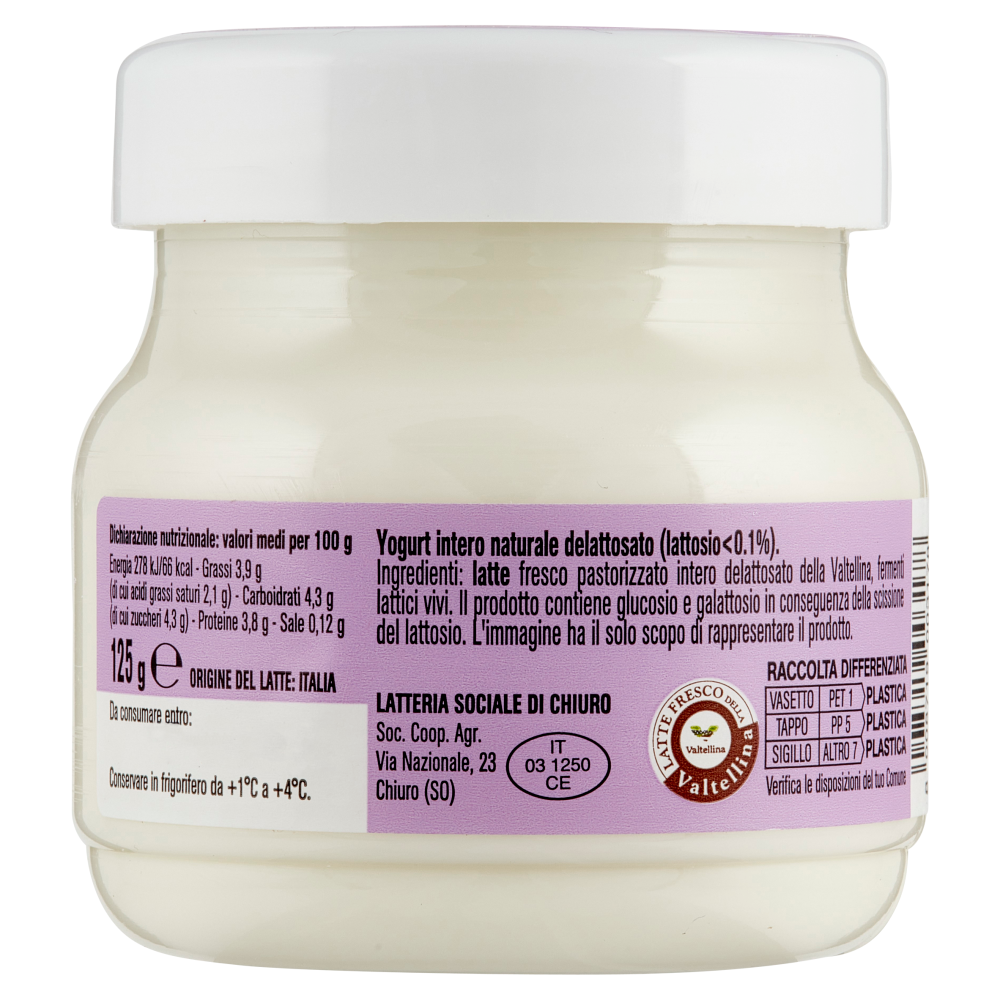 AlpiYò Yogurt di Valtellina Senza Lattosio Intero Naturale 125 g