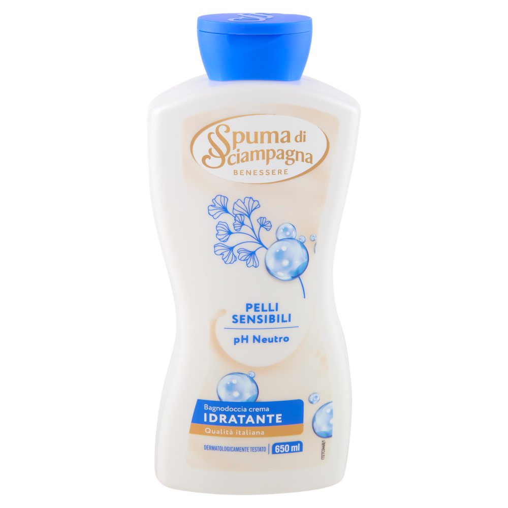 Spuma di Sciampagna Benessere Pelli Sensibili pH Neutro Bagnodoccia crema Idratante 650 ml