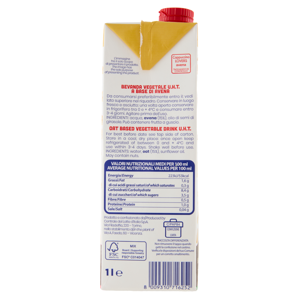 Cappuccino Lovers Avena 1 Litro