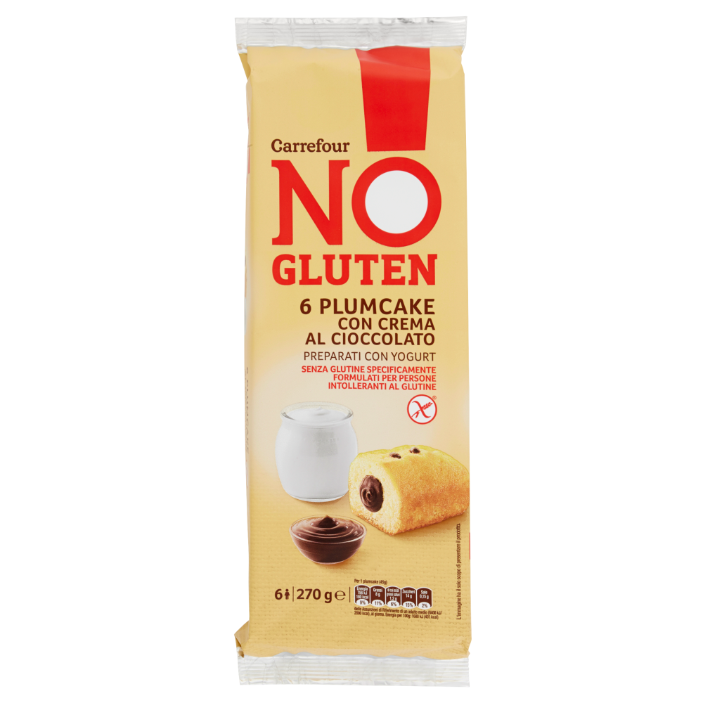 Carrefour No Gluten 6 Pulmcake con Crema al Cioccolato 6 x 45 g
