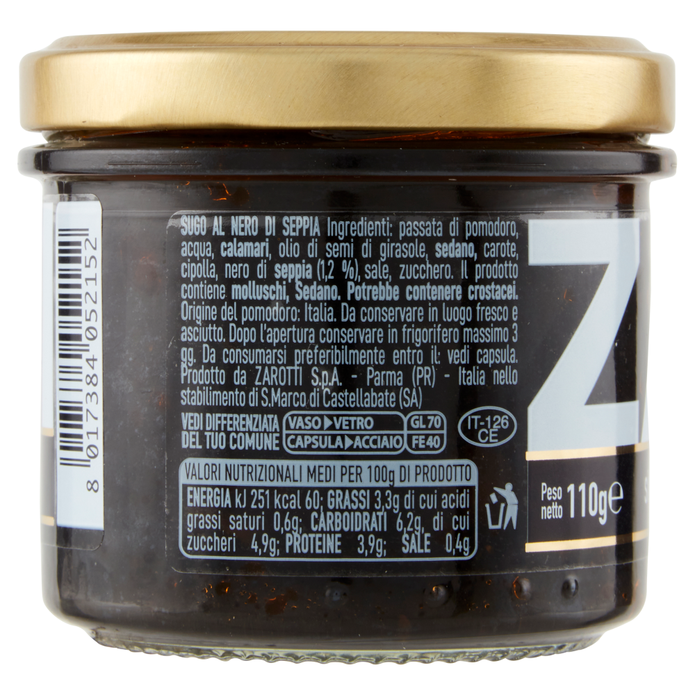 Zarotti S&igrave; Chef Sugo al Nero di Seppia 110 g
