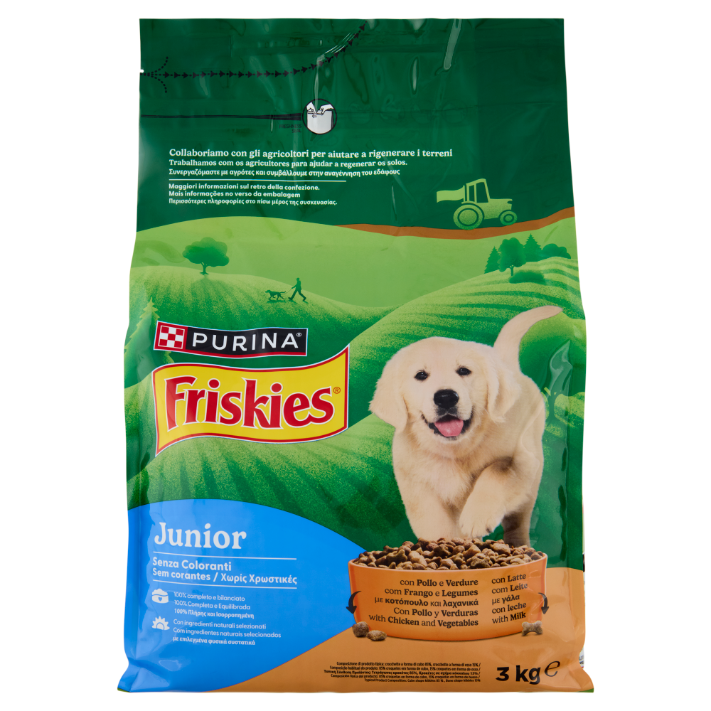 PURINA FRISKIES Junior Pollo e Verdure con Latte 3kg