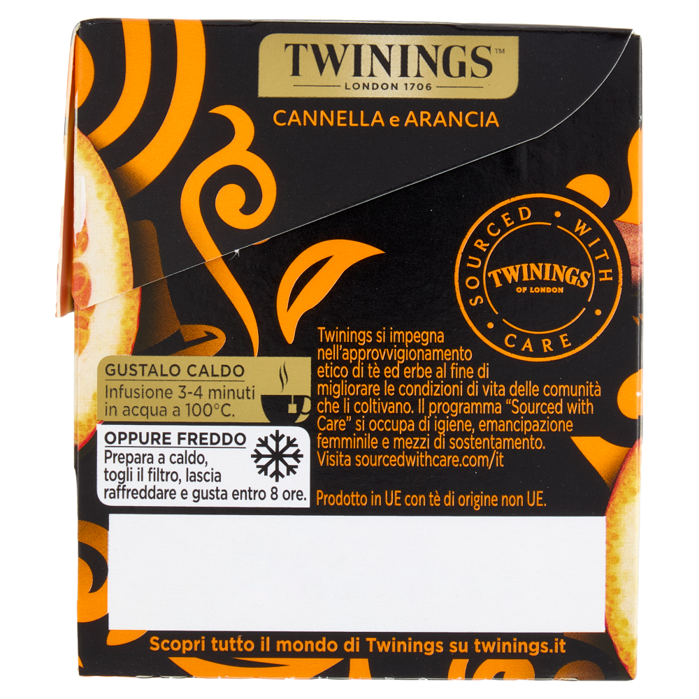 Twinings Cannella e Arancia Tè Nero aromatizzato 25 filtri The 50 g