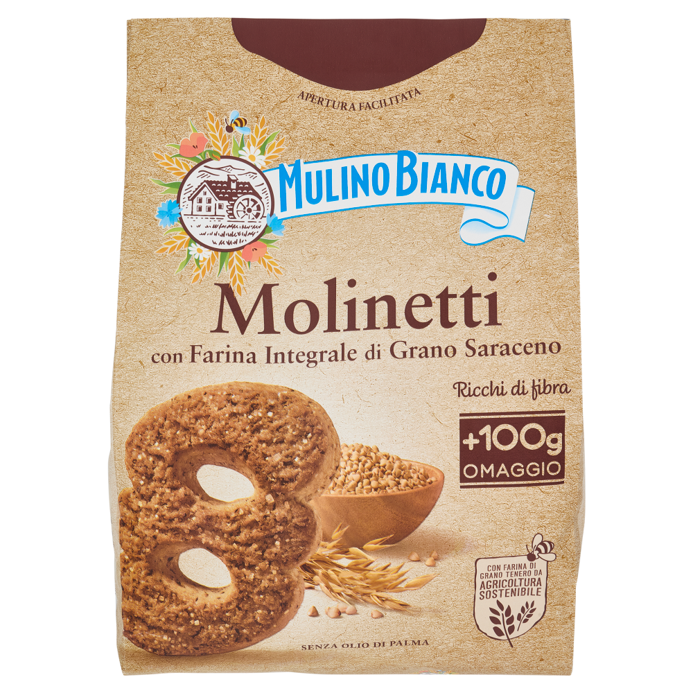 Mulino Bianco Molinetti Biscotti con Farina Integrale e Grano Saraceno Offerta 800g