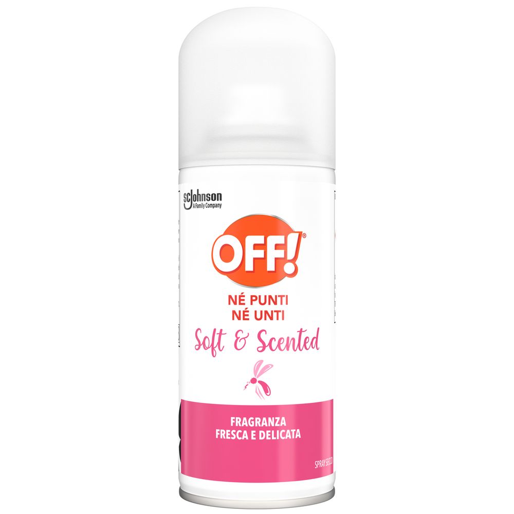 OFF! Soft and Scented Spray Secco Antizanzare, Repellente Zanzare, Leggero e asciutto sulla pelle, fragranza fresca, Protezione Efficace fino a 4 ore, 100ml