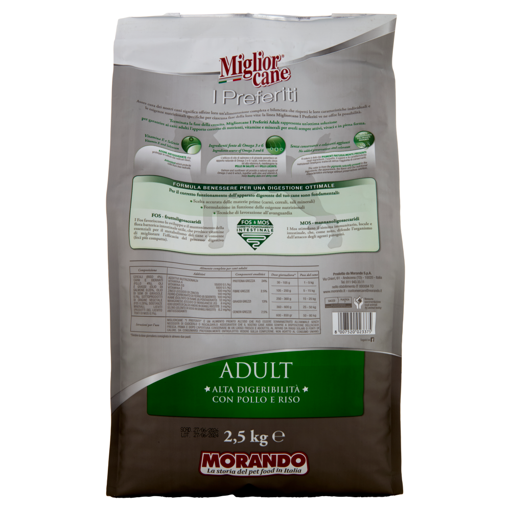 Migliorcane I Preferiti Adult Alta Digeribilità con Pollo e Riso 2,5 kg