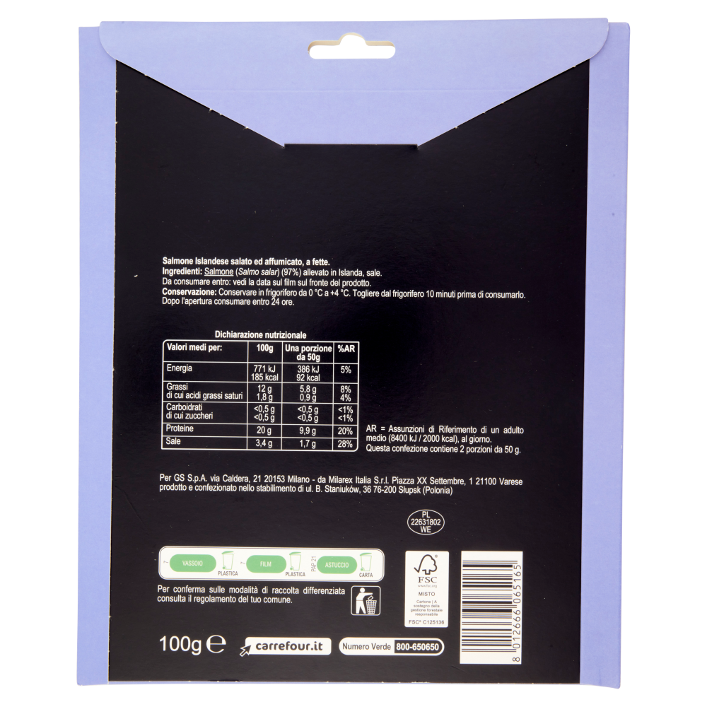Carrefour Selection Salmone Islandese Affumicato 100 g