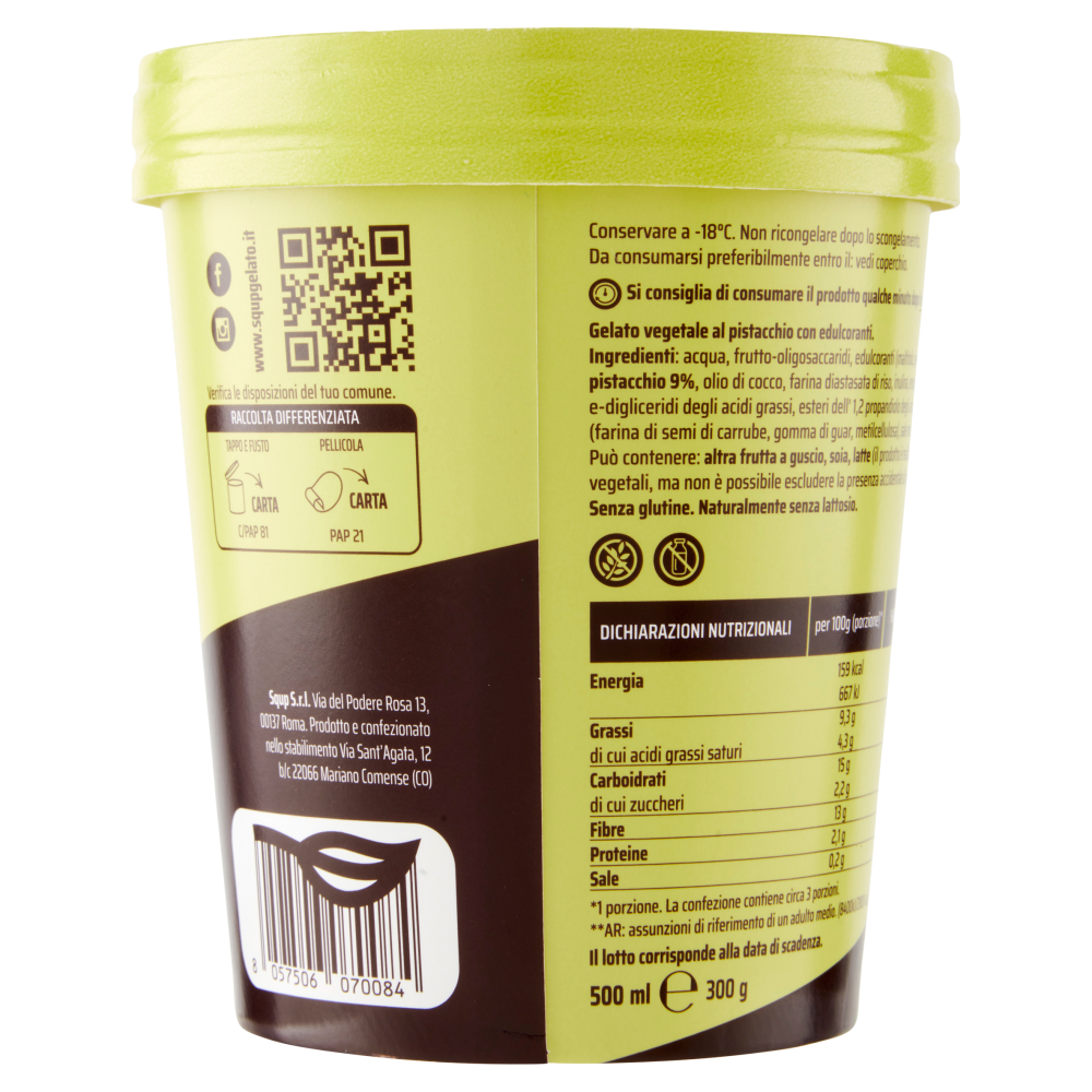 Squp Gelato 100% Vegetale Pistacchio 300 g