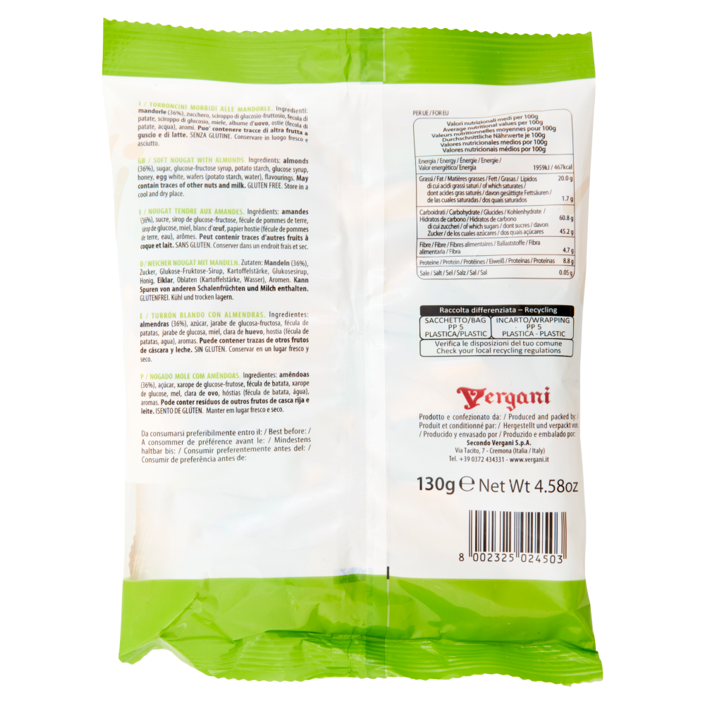 Vergani Torroncini Morbidi alla mandorla 130 g