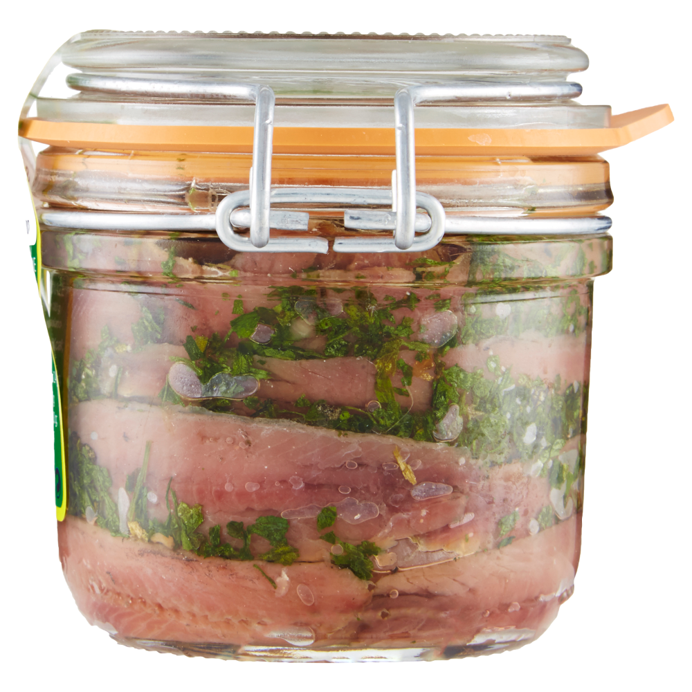 Marca Vaticano Filetti di Acciughe Spagnole in olio di oliva con prezzemolo e aglio 250 g