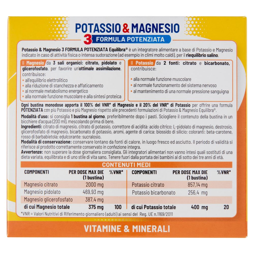 Equilibra Potassio e Magnesio 3 Formula Potenziata Bustine Monodose 20 x 5,2 g