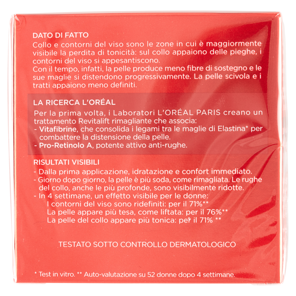 L'Or&eacute;al Paris Revitalift Viso, Contorni e Collo Trattamento Rimagliante Anti-Rughe+Rassodante 50 ml
