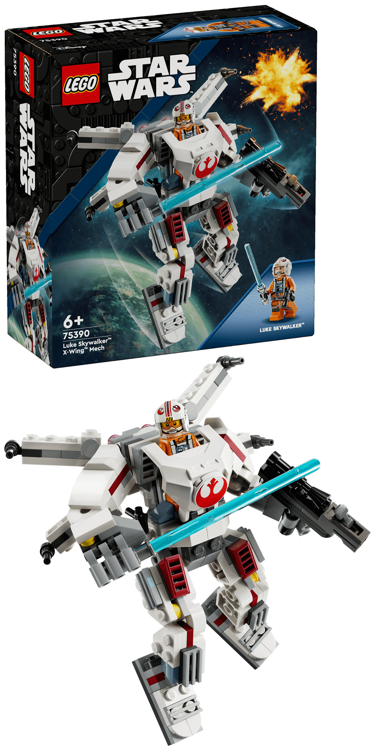 LEGO Star Wars 75390 Mech X-Wing di Luke Skywalker, Veicolo Robot Giocattolo, Giochi Bambini 6+, Piccolo Regalo da Collezione