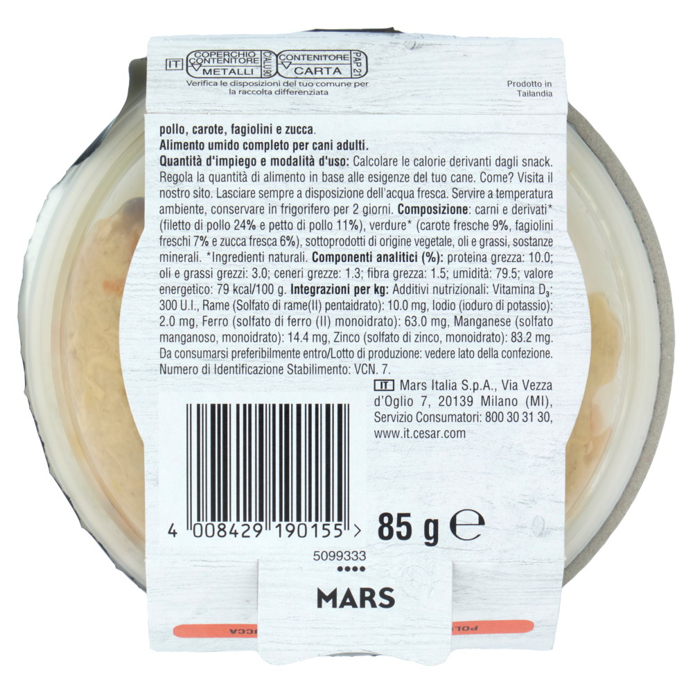 Cesar Fresh Bowls Cibo umido Cane Pollo Carote 85 g