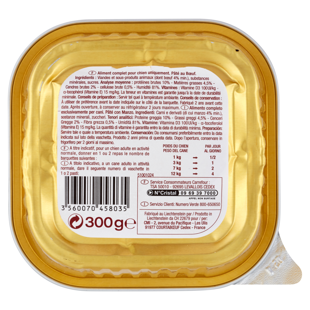 Carrefour Discount Paté con manzo per cani 150 g