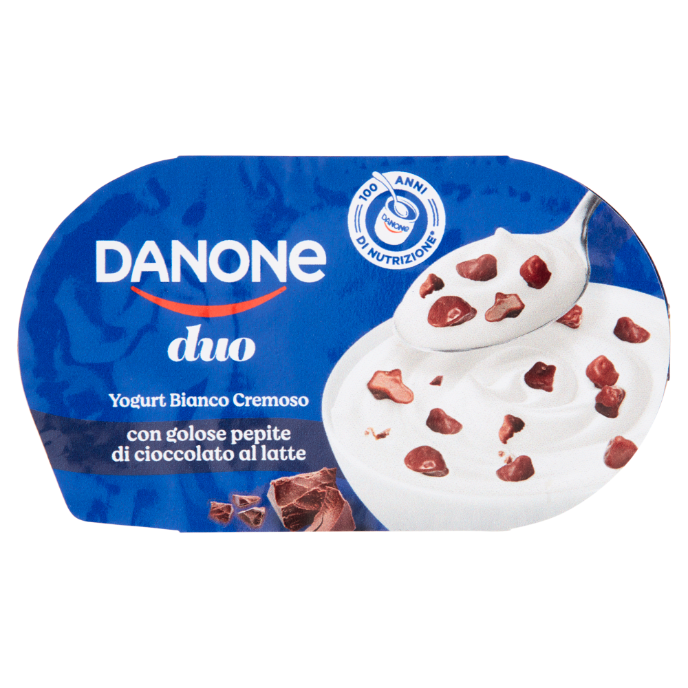 Danone Duo, Yogurt Bianco Cremoso con Golose Pepite di Cioccolato al Latte, 98g