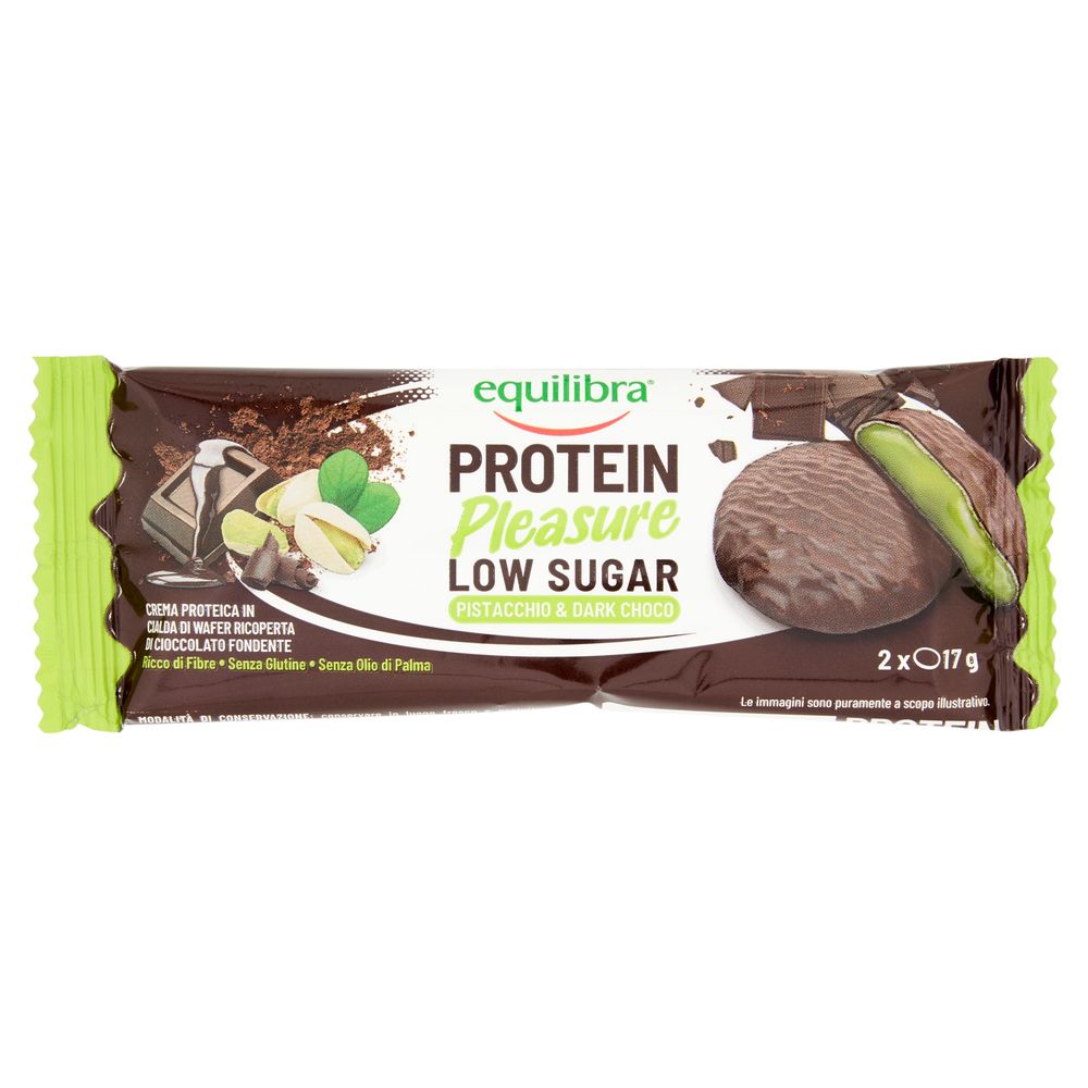 Equilibra Doblone Protein Pleasure Low Sugar Pistacchio e Cioccolato Fondente 2 x 17 g