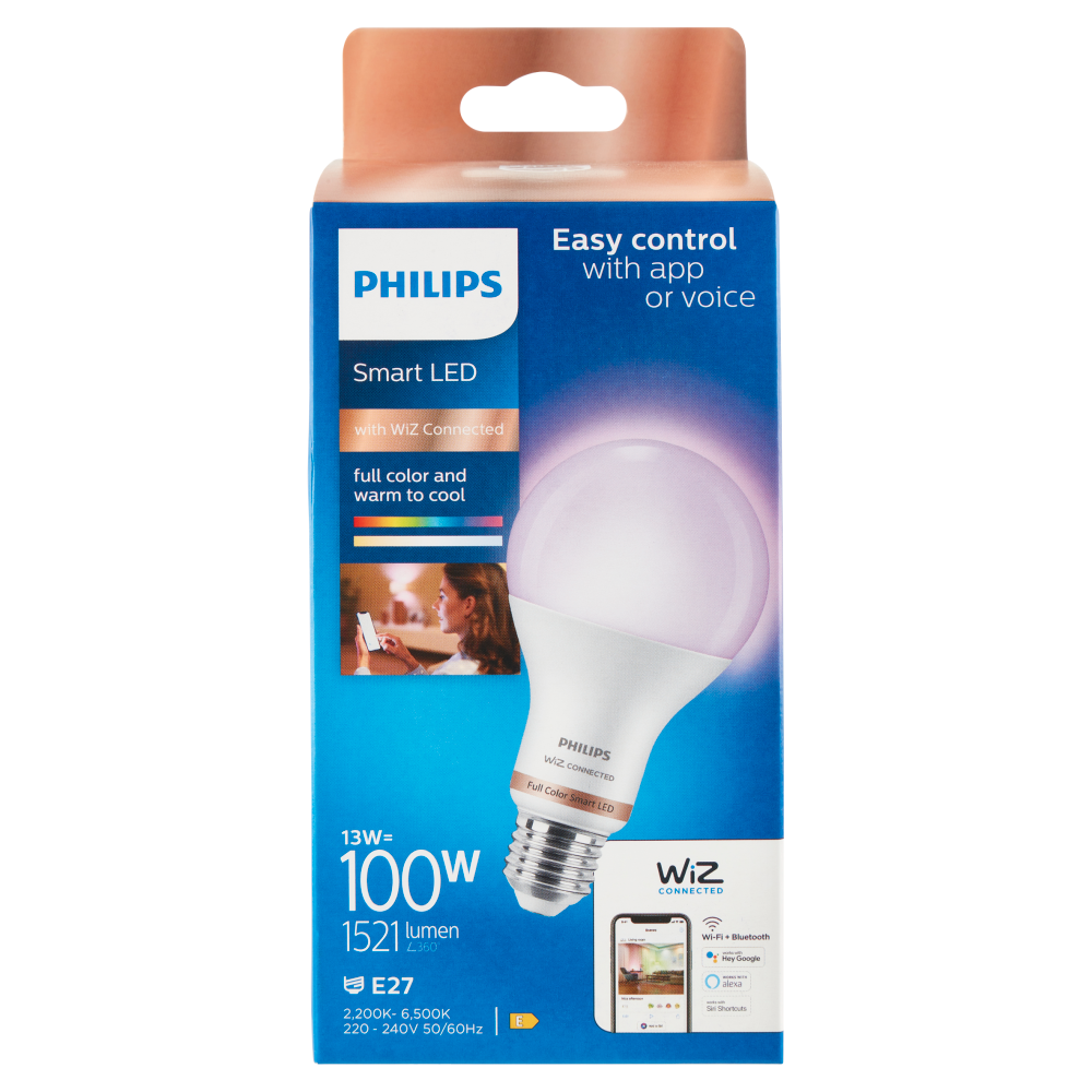 Philips Smart COLOR Goccia Smerigliata 100W E27