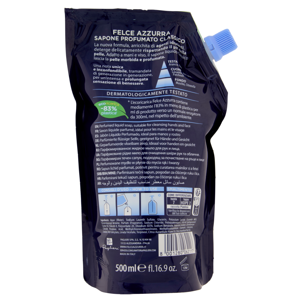 Felce Azzurra Classico Sapone Profumato Refill 500 ml