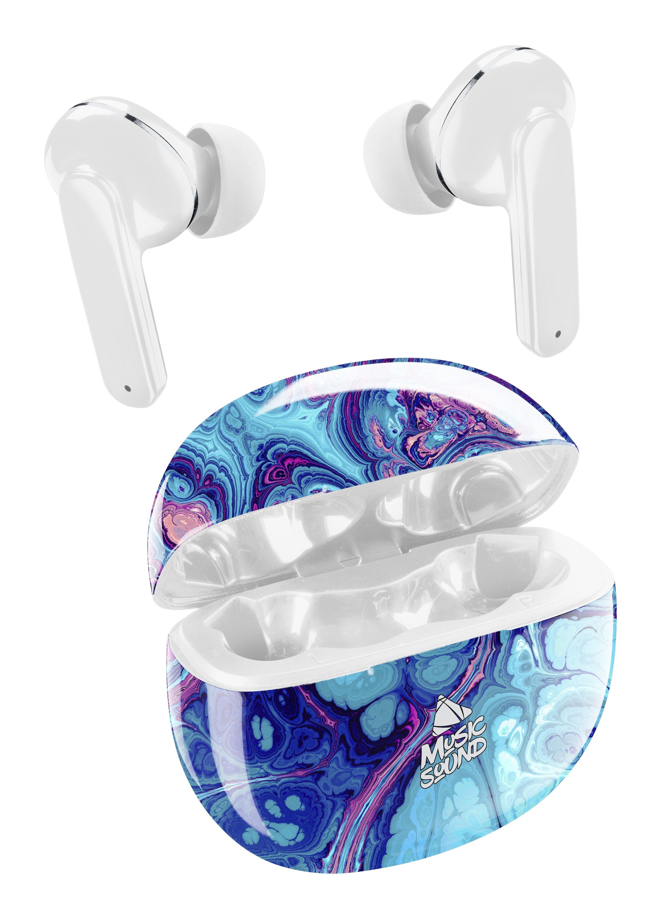 Music Sound Fancy Auricolari in-ear : ergonomici, giovanili e colorati. Con isolamento passivo del rumore assicurano bassi potenti e una qualit&agrave; audio immersiva