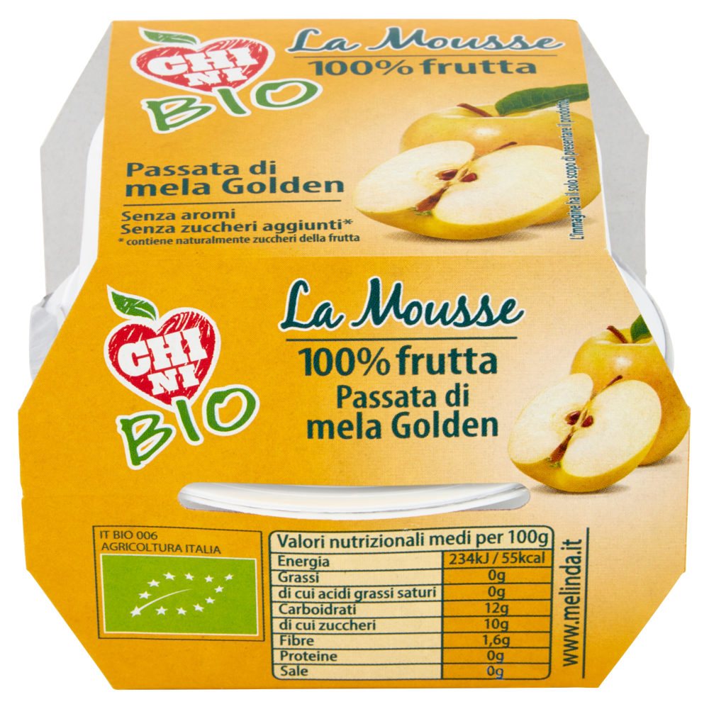 Chini Bio la Mousse 100% frutta Passata di mela Golden 2 x 100 g