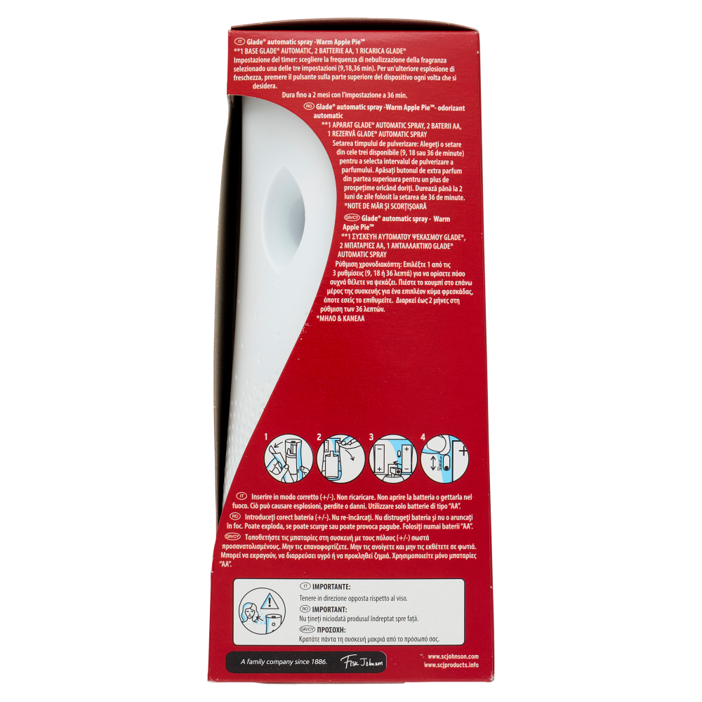 Glade Automatic Spray, Profumatore per Ambienti, Fragranza Warm Apple Pie 269 ml