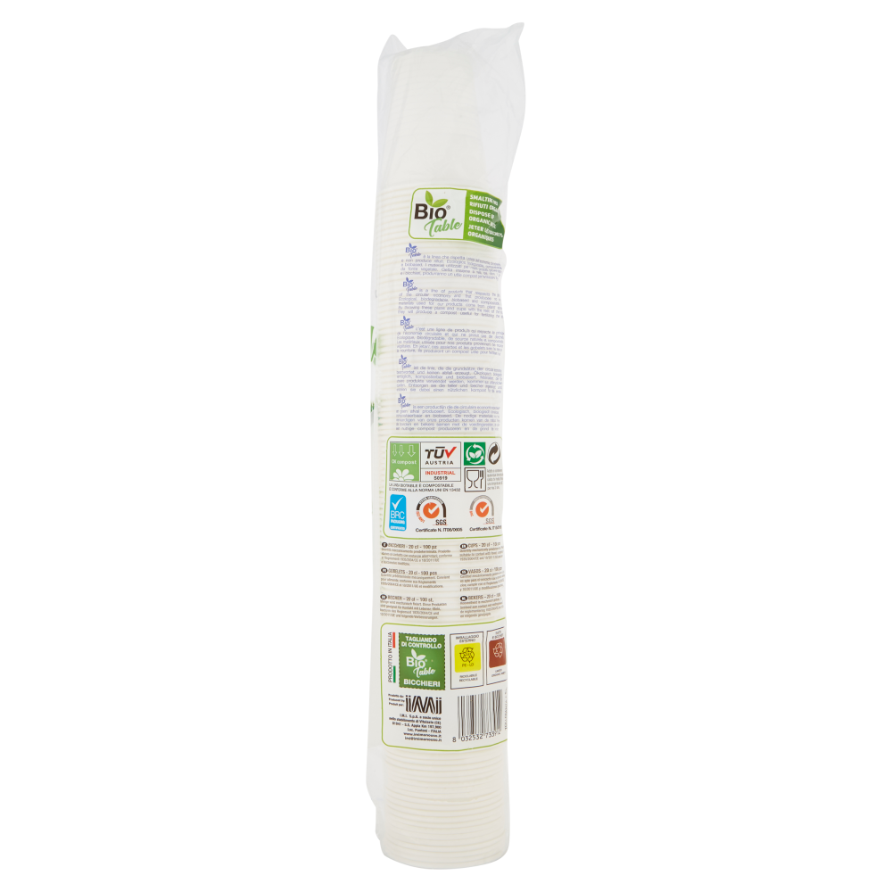 Bio Table Bicchieri 20 cl. Compostable 100 pz