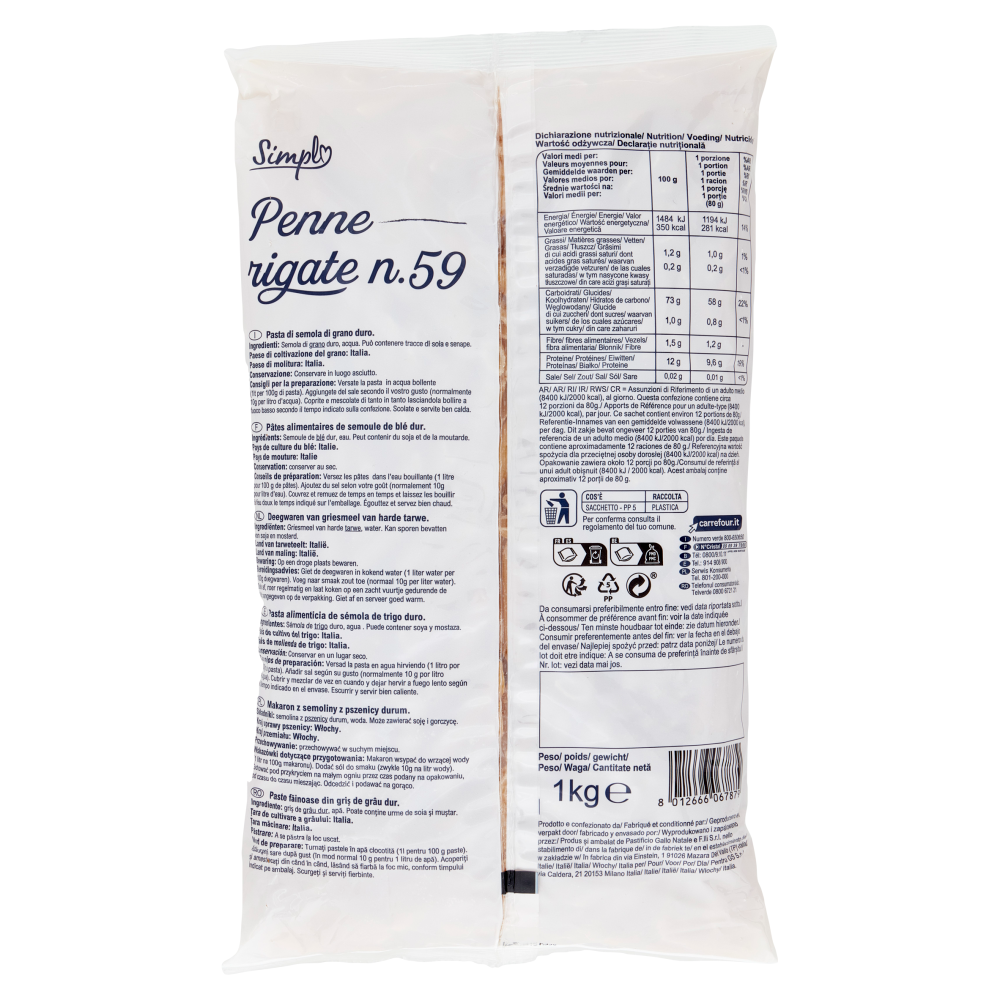 Simpl Penne rigate n.59 1 kg