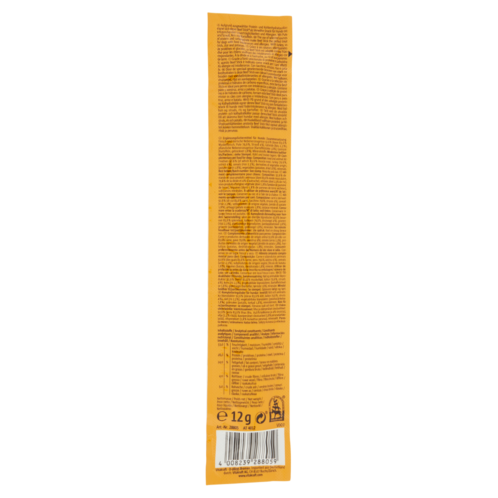 Vitakraft Beef Stick Hypo Allergenic + Turkey & Ostrich 12 g