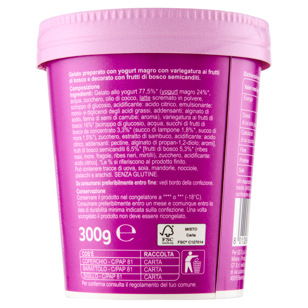 Carrefour Sensation Frozen yogurt Frutti di bosco 300 g
