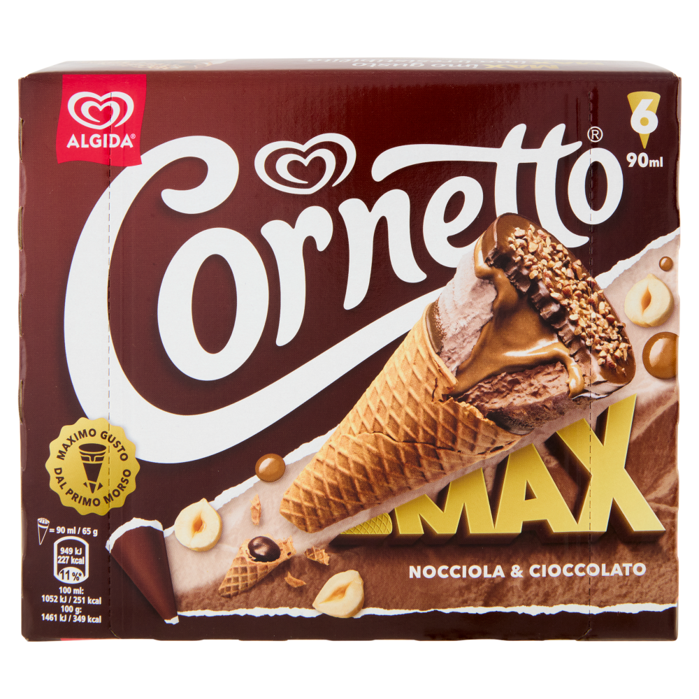 Cornetto Max Nocciola & Cioccolato 6 x 65 g