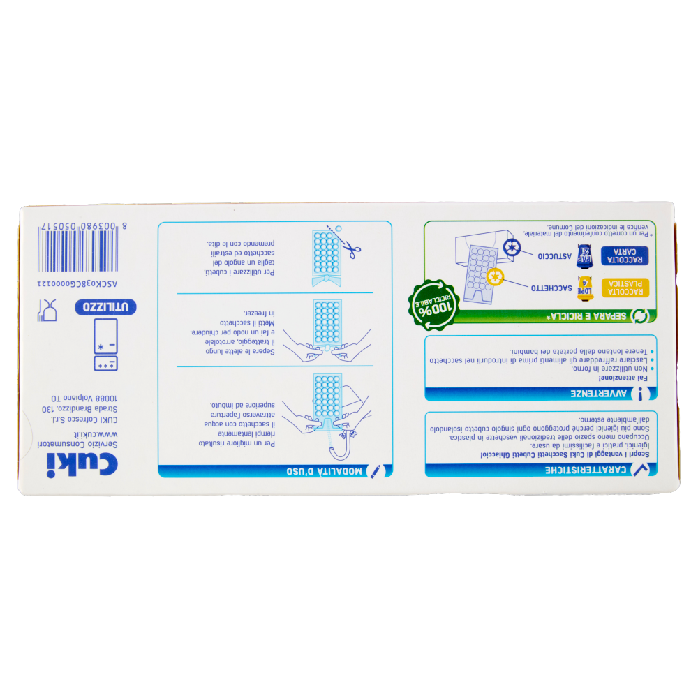 Cuki Congela Sacchetti Trasparenti Cubetti Ghiaccio con alette di chiusura 10 pz 