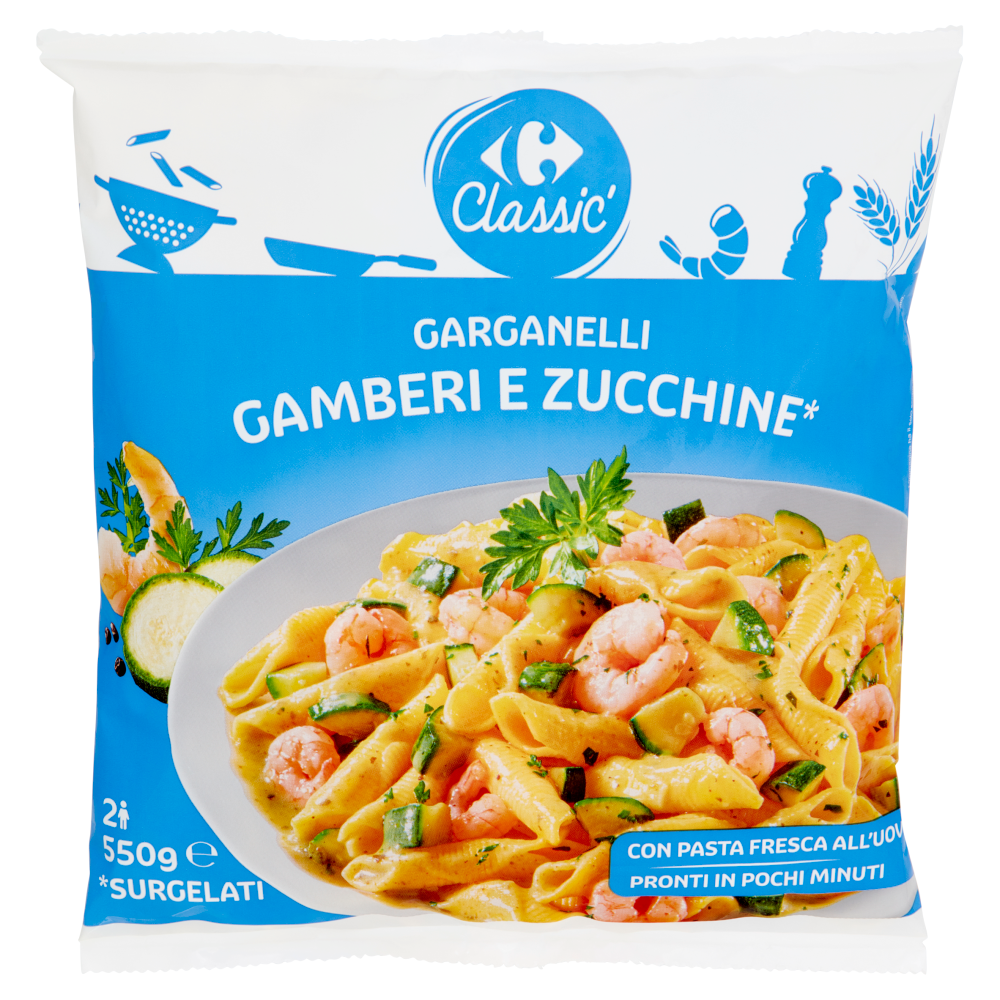 Carrefour Classic Garganelli Gamberi e Zucchine Surgelati 550 g