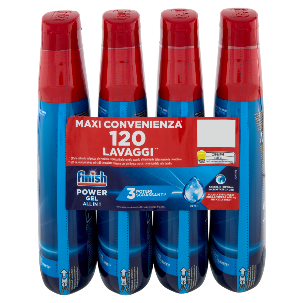 Finish Power Gel Fresh 4 x 30 lavaggi liquido lavastoviglie 4 x 600 ml