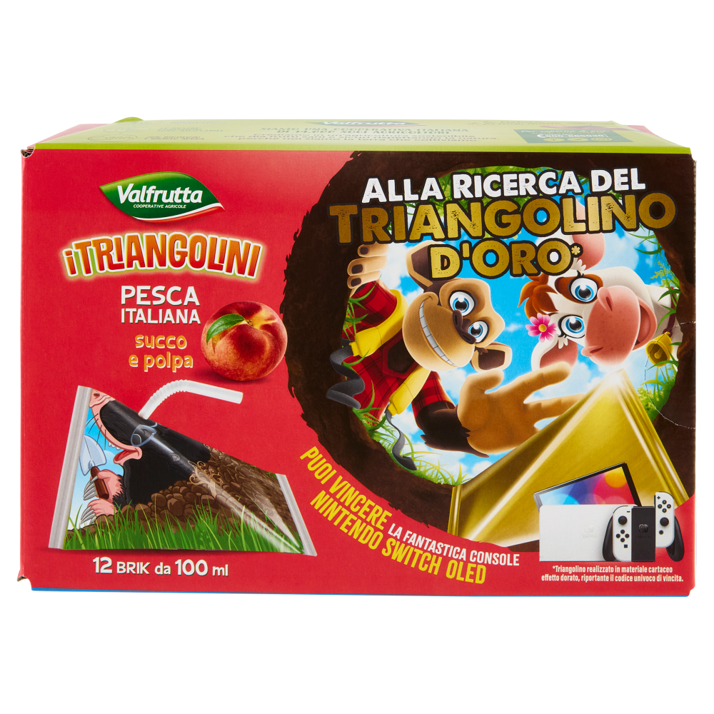 Valfrutta i Triangolini Pesca Italiana succo e polpa Brik 12 x 100 ml