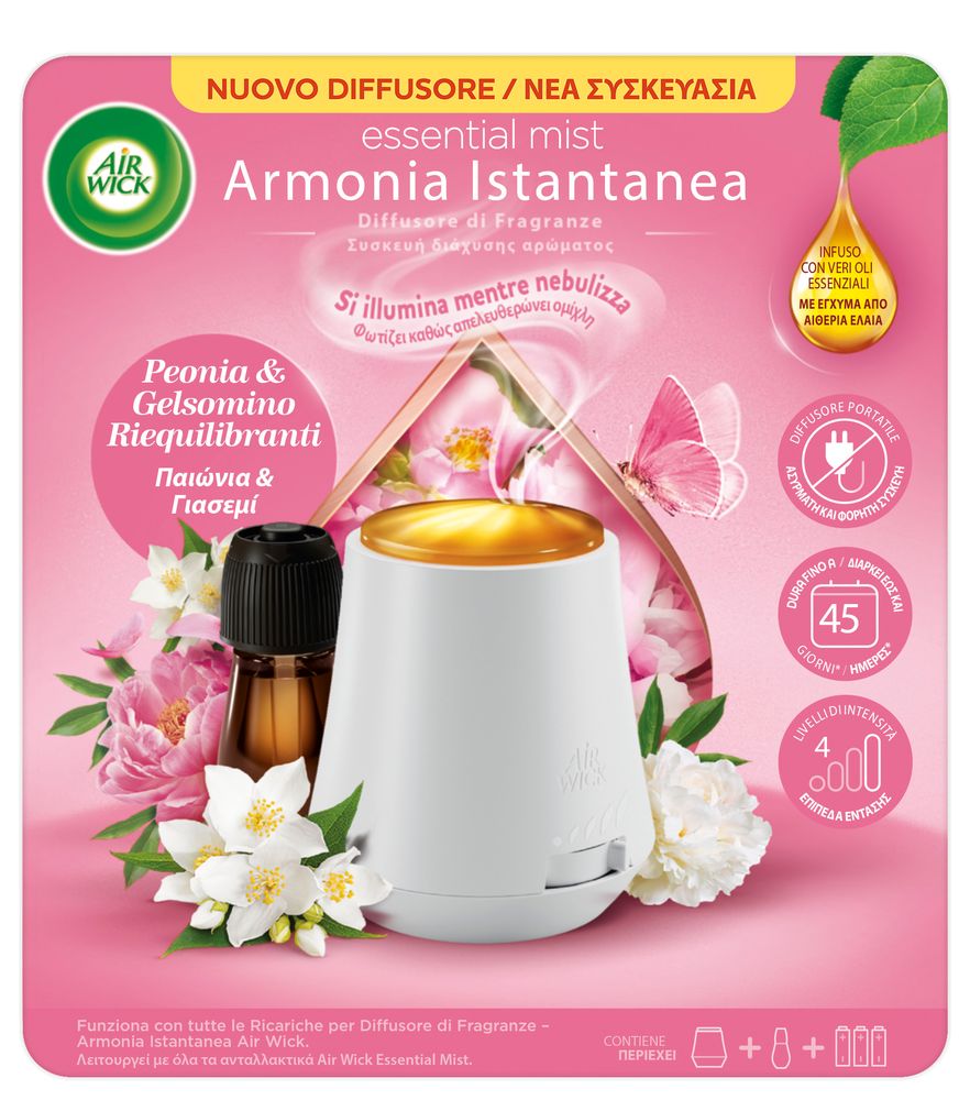 Air Wick Diffusore Fragranze Armonia Istantanea Kit Completo Peonia