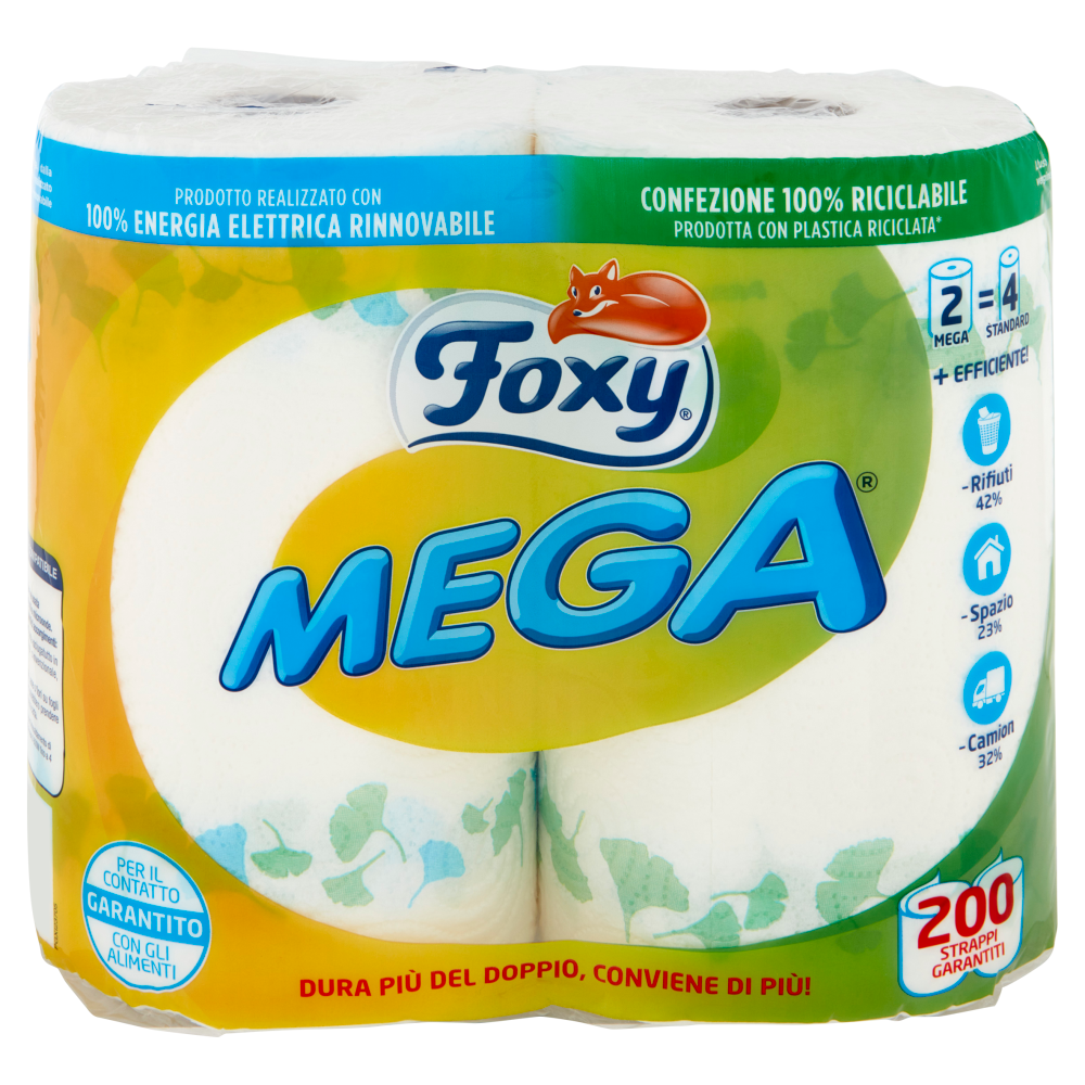 Foxy Mega carta cucina 2 maxi rotoli 2 veli decorati