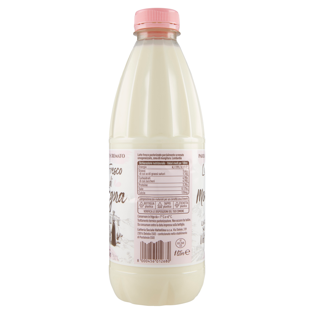 Latteria Sociale Valtellina Latte Fresco di Montagna Parzialmente Scremato 1 litro