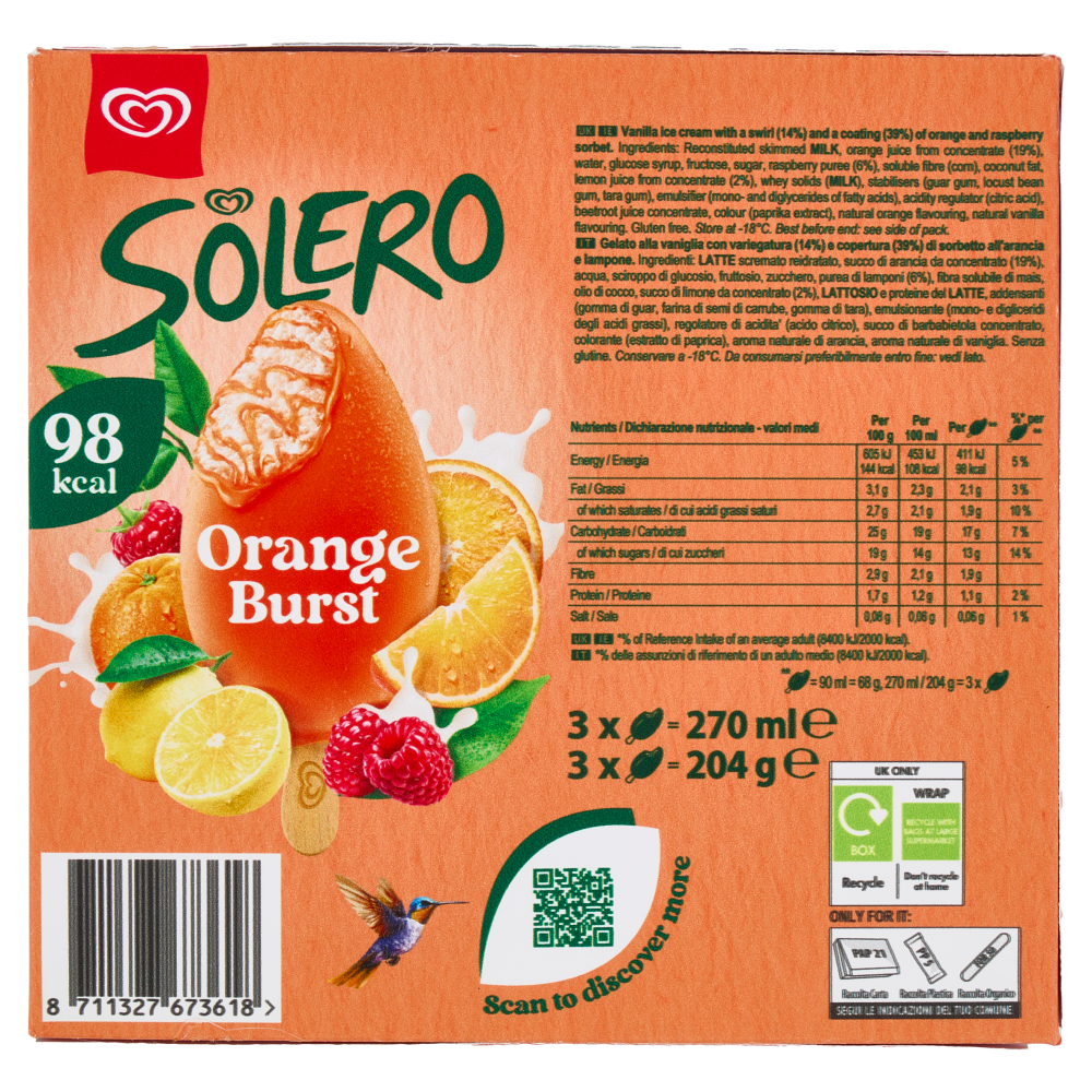 Algida Solero Orange Burst 3 Gelati 204 g