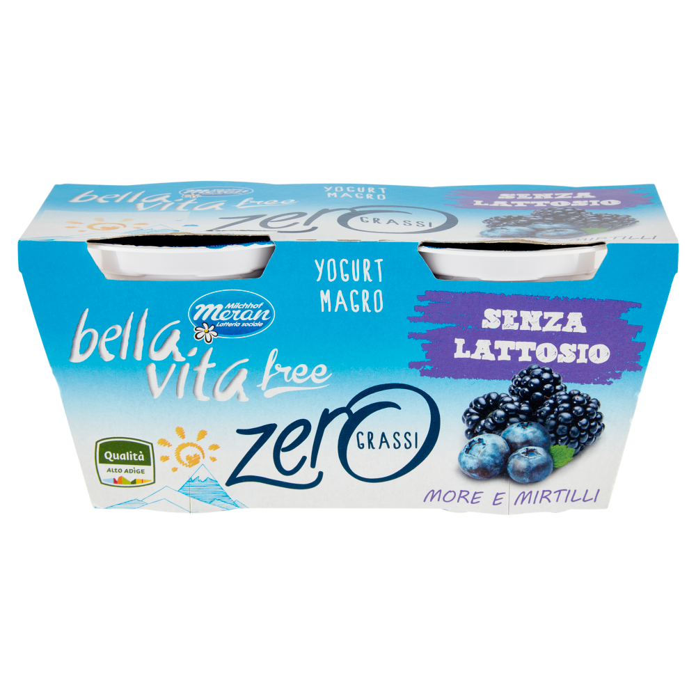 bella vita free Yogurt Magro Senza Lattosio Zero Grassi More e Mirtilli 2 x 125 g