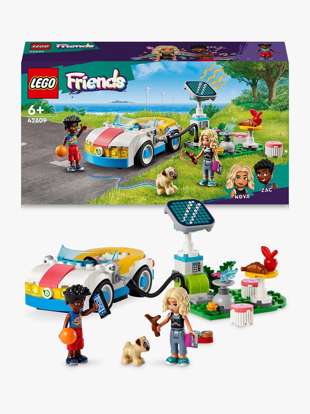 LEGO Friends 42609 Auto Elettrica e Caricabatterie, Giochi per Bambini di 6+ Anni con Macchina Giocattolo e 2 Mini Bamboline