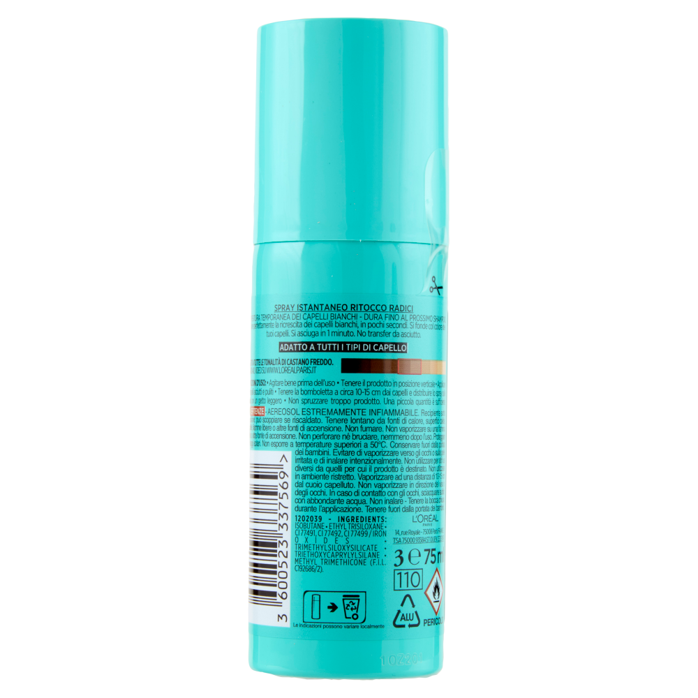 L'Oréal Paris Ritocco Perfetto Spray Istantaneo Ritocco Radici, i Castani Freddi, 75 ml