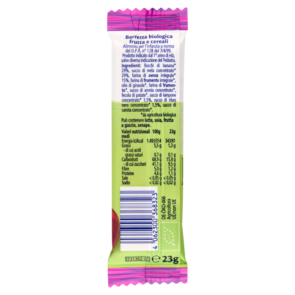 HiPP Biologico Barretta alla Frutta Banana e Lampone 23 g