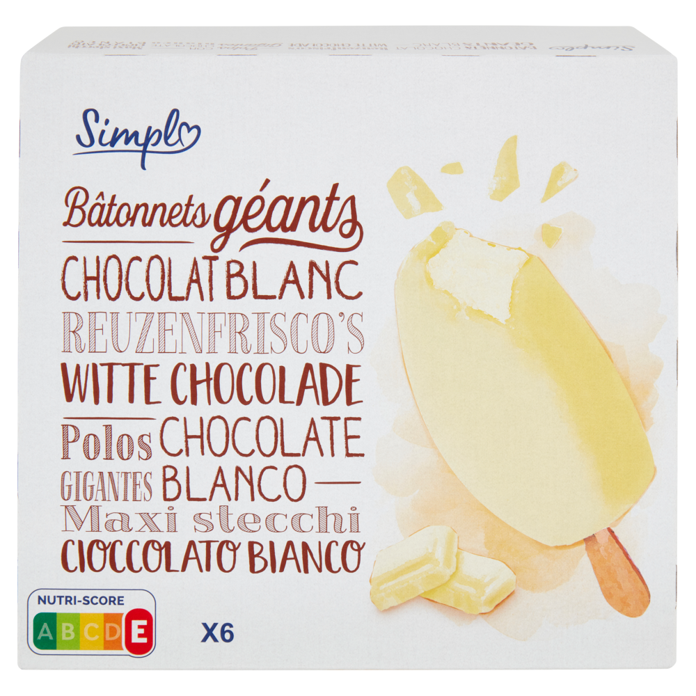 Simpl Maxi stecchi Cioccolato Bianco 6 Pezzi 483 g